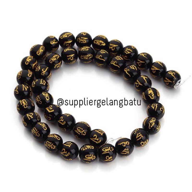 Custom Tasbih Tibet Hitam 10mm 108 butir