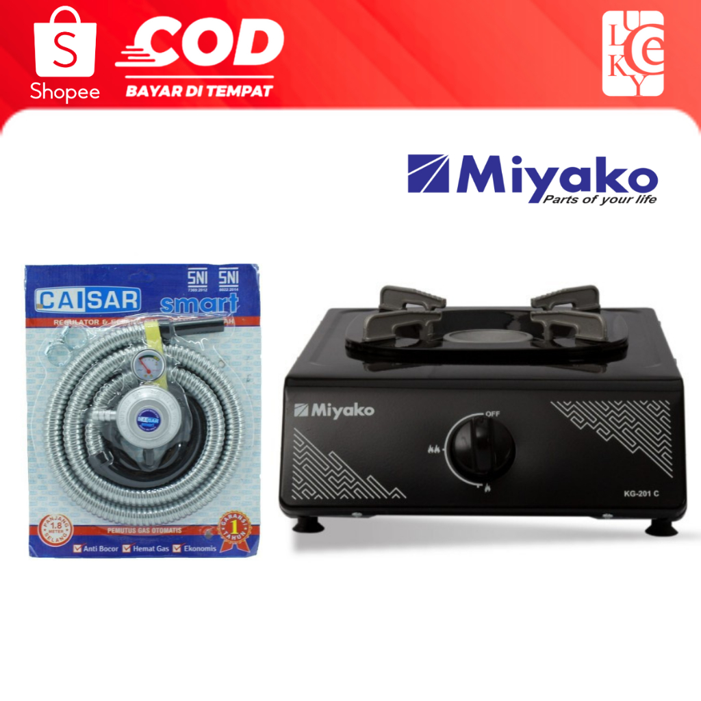 Kompor Gas 1 Tungku Miyako KG 201 C Free Selang Regulator