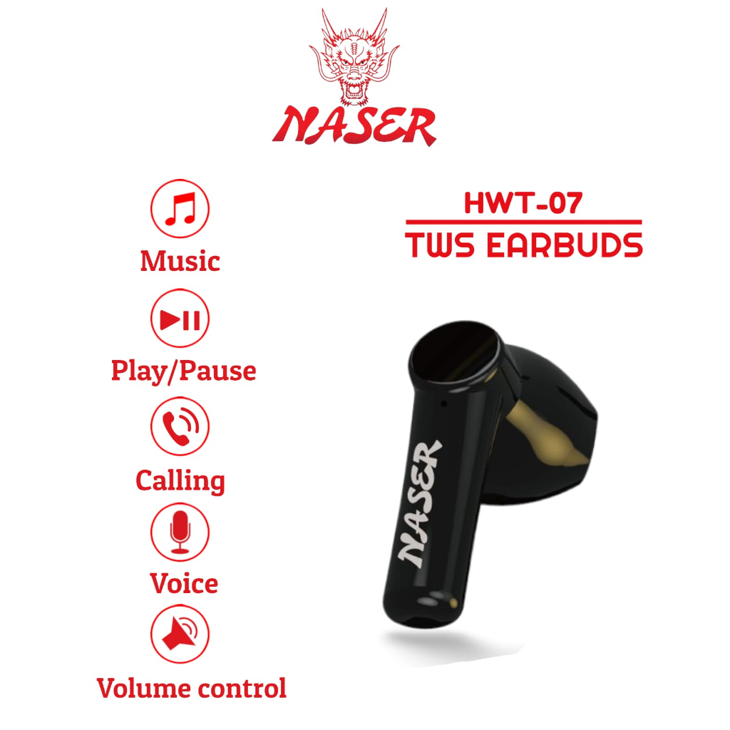 NASER HANDSFREE BLUETOOTH TWS HWT-07 / Wireless Headset Earbuds Tws / Extra Bass