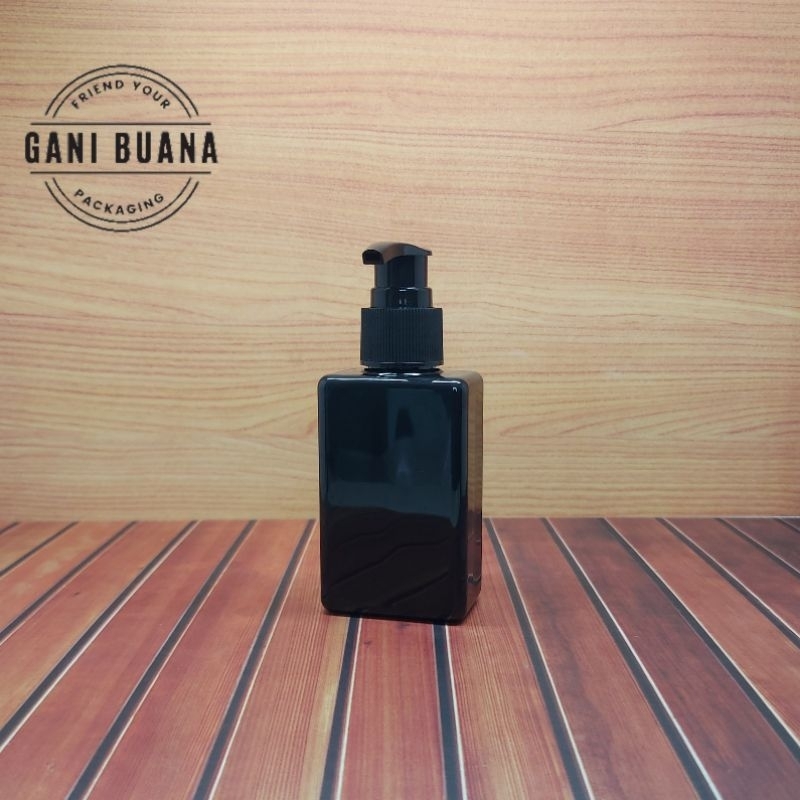 BOTOL PUMP 100ML KOTAK FULL HITAM