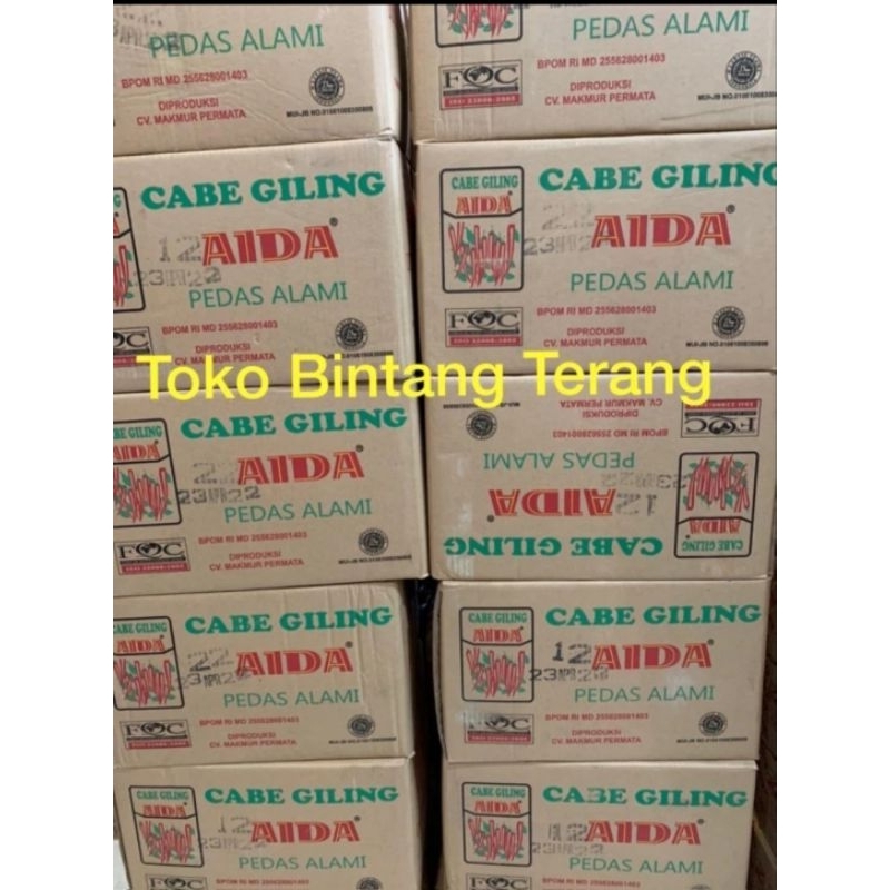 

[kargo] Bubuk Cabai Cabe Giling Halus Pedas AIDA 1 Dus Karton 250 gr x 36 bks bungkus