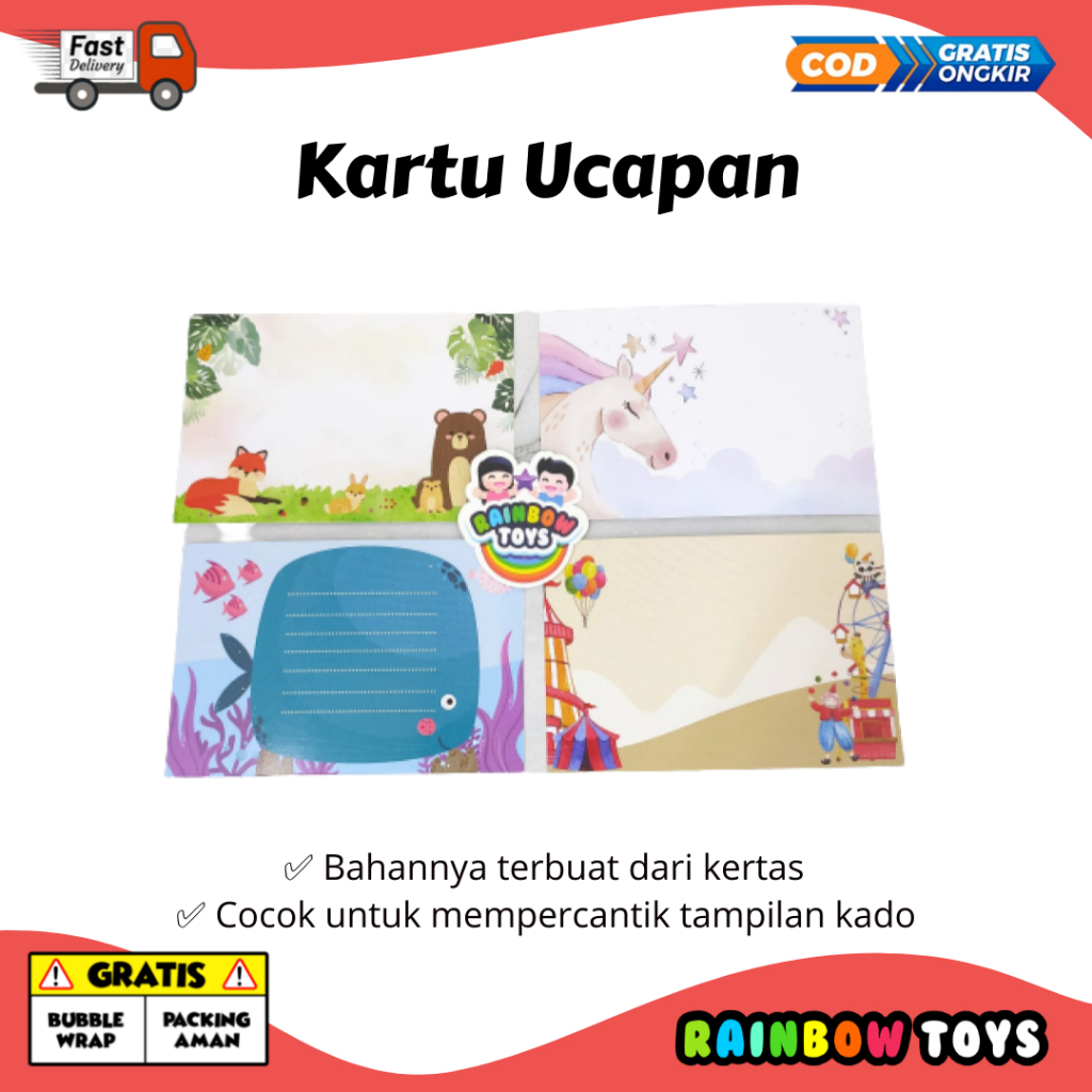 Kartu Ucapan Karakter Hadiah Ulang Tahun Kosongan Happy Birthday