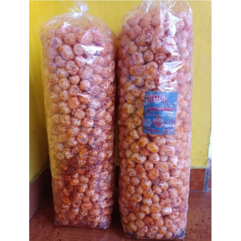 

cimol kering 1 ball 1,5 kg pedas daun jeruk cimolring enak dan renyah di jamin bikin nagih