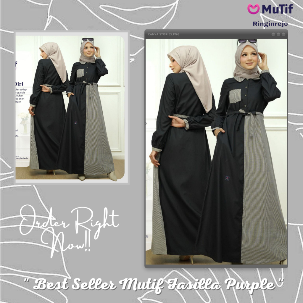 MUTIF KARINA / GAMIS MUTIF / GAMIS WARNA HITAM / GAMIS MUTIF WKARINA BLACK ATAU HITAM  / GAMIS KEKIN