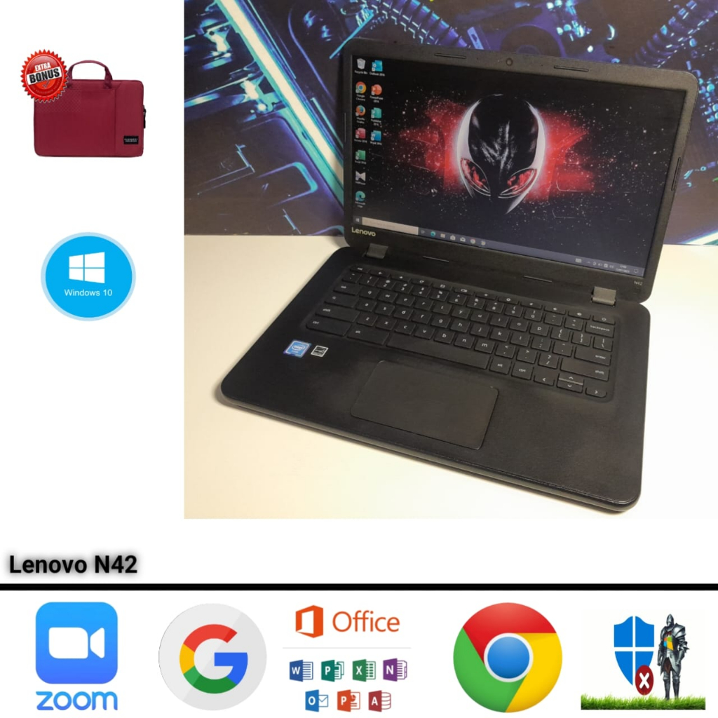 Laptop Lenovo N42 Intel N3060 Ram 4GB SSD 128GB Windows 10 Siap Pakai