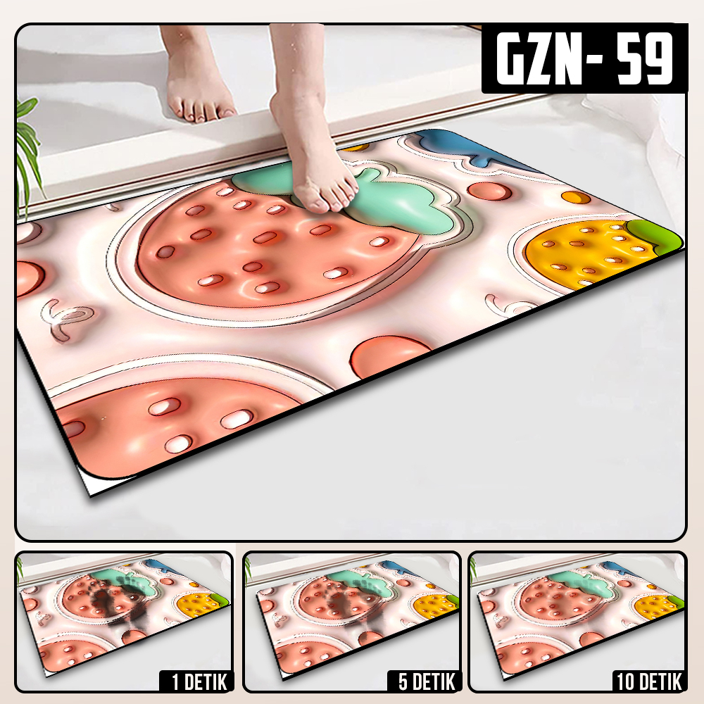 Keset Diatomite 3D Kotak Anti Slip Keset Kamar Mandi Keset Lantai Menyerap Air 3D Karakter Futureworld-GZN-59