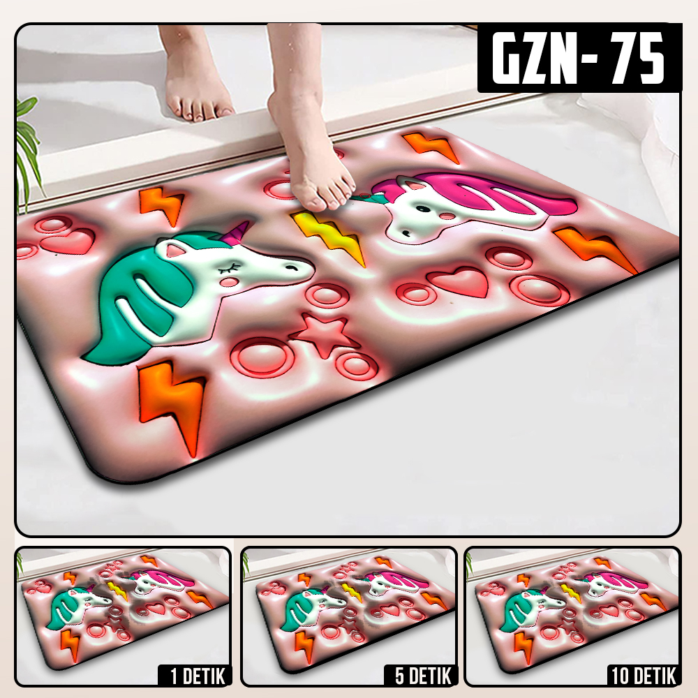 Keset Diatomite 3D Kotak Anti Slip Keset Kamar Mandi Keset Lantai Menyerap Air 3D Karakter Futureworld-GZN-75
