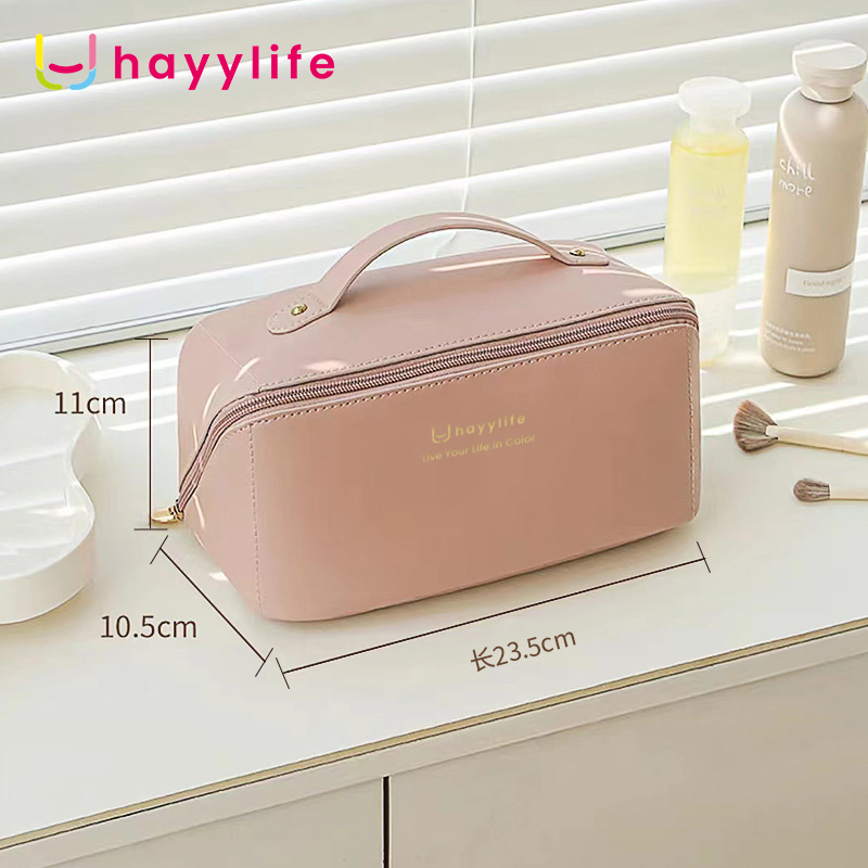 SOOKA Tas Kulit Kosmetik -Tas Kulit Wanita untuk Kosmetik Berkapasitas Besar, Tas Travel Portabel untuk Penyimpanan Sanitary, Tas Penyimpanan Kosmetik HL-AGB820