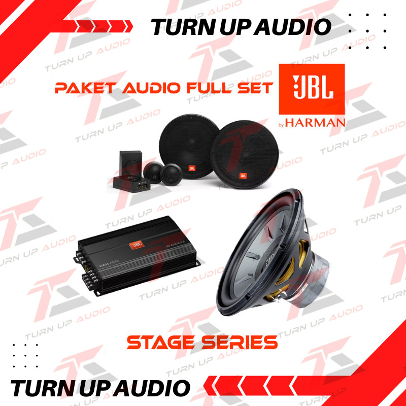 Paket Audio Mobil Full Set Sound System JBL STAGE SERIES Harman Kardon speaker pintu depan power sub