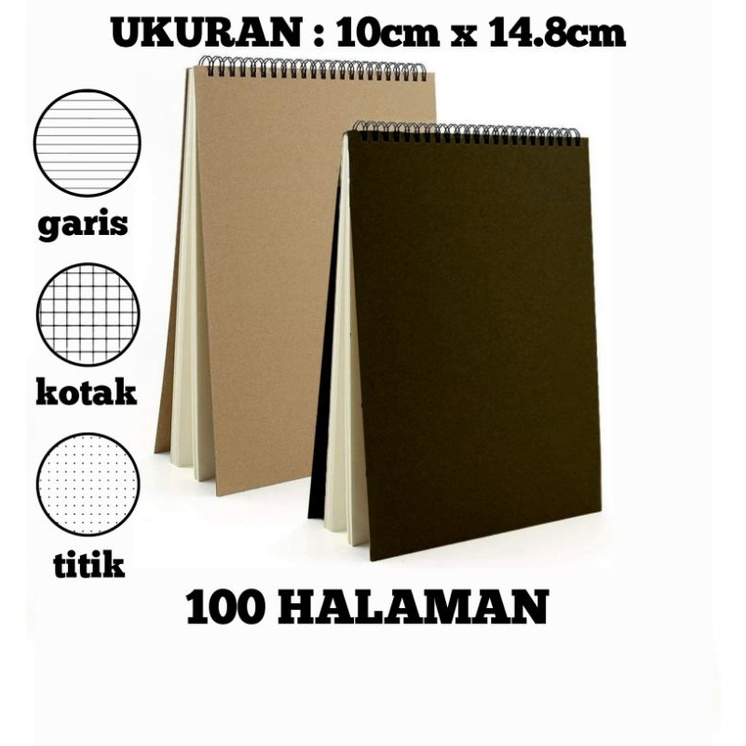 

NOTEBOOK A6 SPIRAL ATAS PILIHAN ISI KOTAK POLOS GARIS TITIK