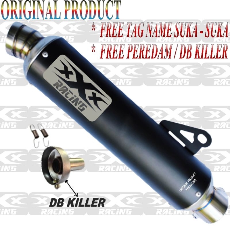 promo knalpot racing original XXX RACING silincer silinser saja include db killer cocok untuk motor 