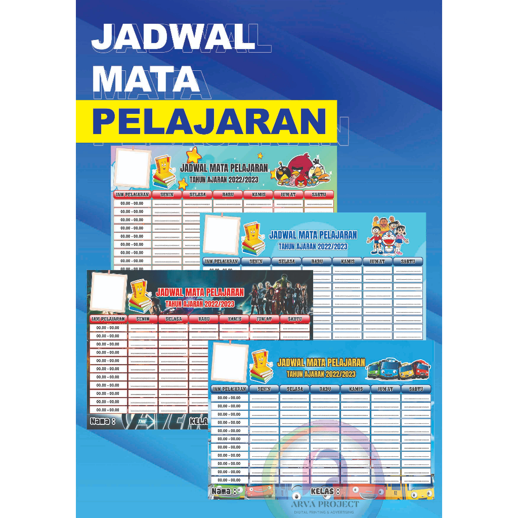 

Poster Jadwal Mata Pelajaran | Jadwal Piket A3+