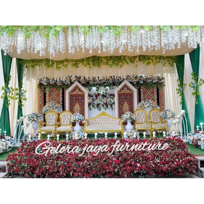 Kursi dekorasi pengantin pelaminan akad jati jepara