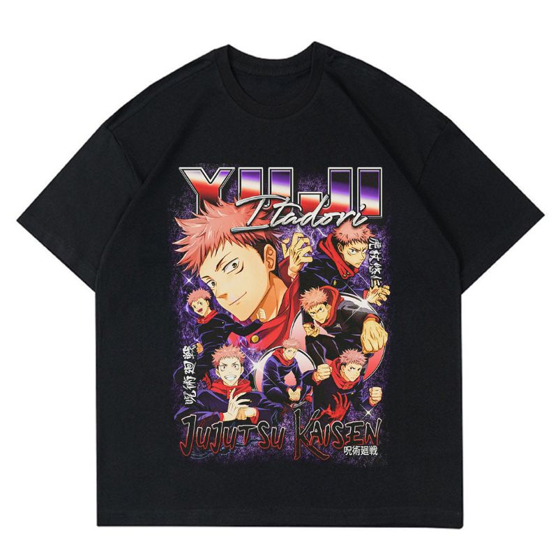 KAOS VINTAGE ANIME ITADORI YUJI | T-SHIRT BAJU ANIME VINTAGE | KAOS JUJUTSU KAISEN | BAJU ANIME