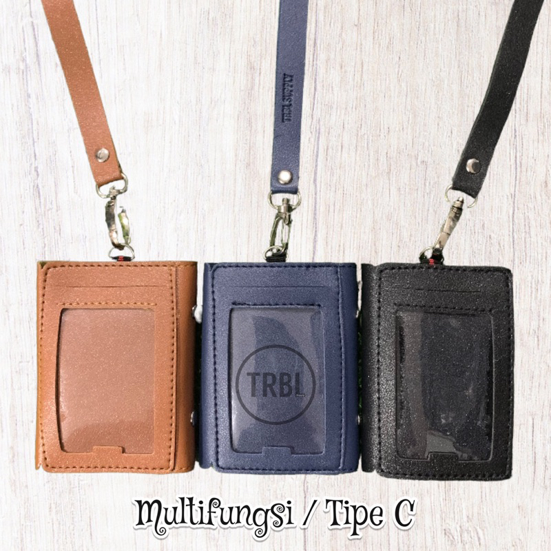 

Gantungan ID Card Holder Name Tag Kulit Dompet Kartu Multifungsi