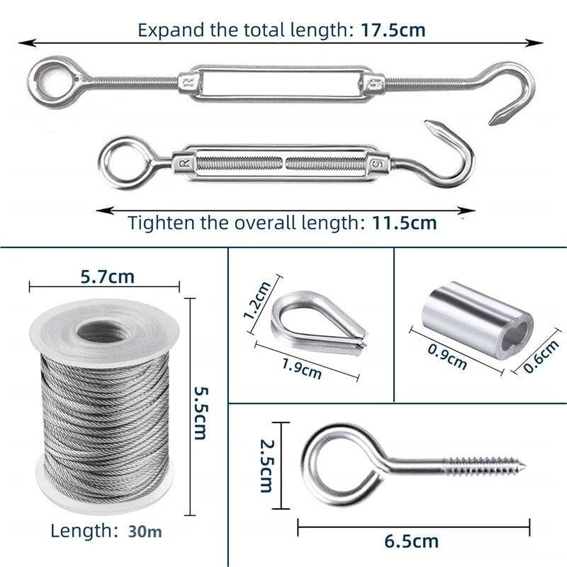 30m Tali Kawat Seling Sling Kuat Sling Stainless Steel Jemuran Tali Kawat Seling Kuat Sling Untuk Lampu String Luar Ruangan