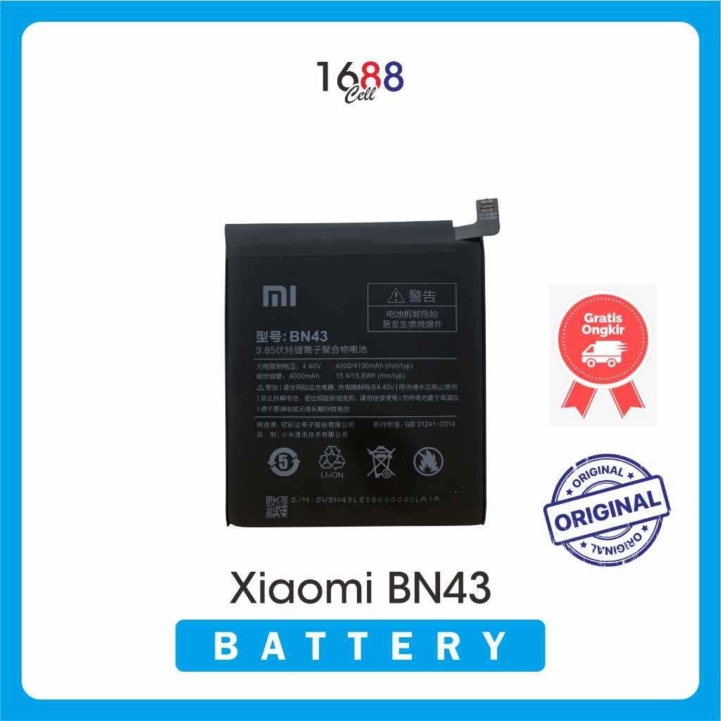Baterai Original Xiaomi Redmi Note 4X - BN43 Battery Original - Baterai HP Xiaomi - Batre Xiaomi Ori
