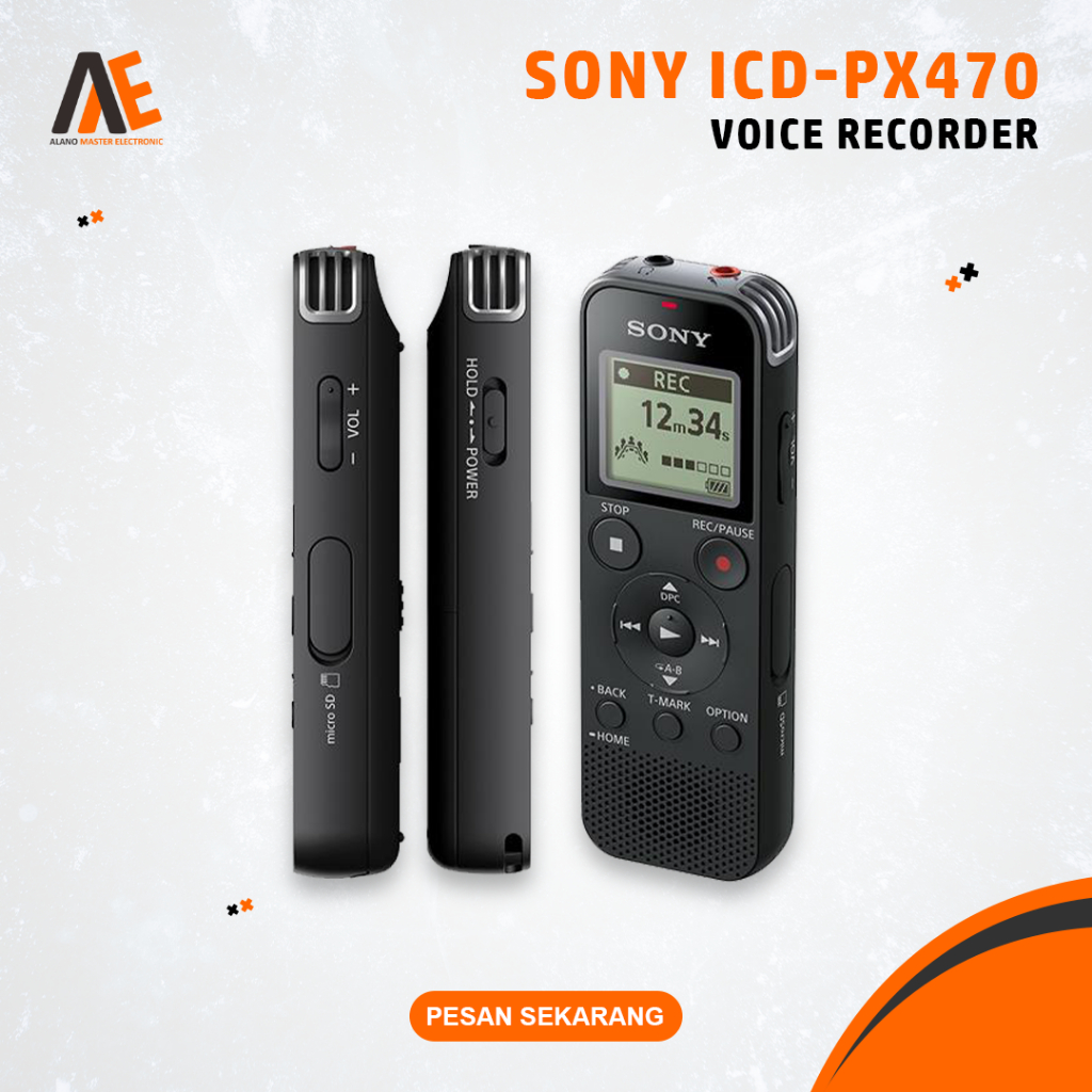 Alat Perekam Sony ICD-PX470 Rekam Suara Digital Audio Voice Recorder