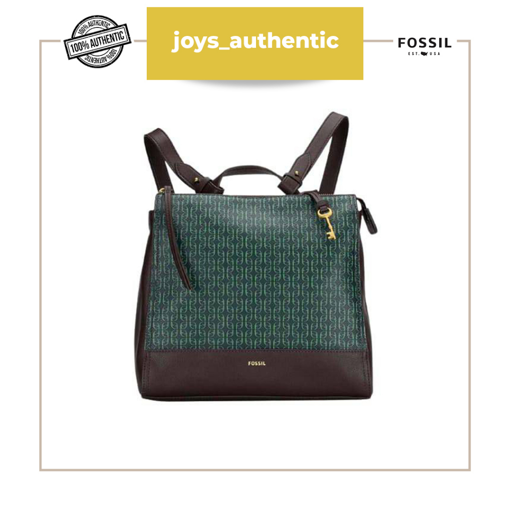 Ransel wanita Fossil elina convertible backpack hunter hijau green woman backpack authentic original