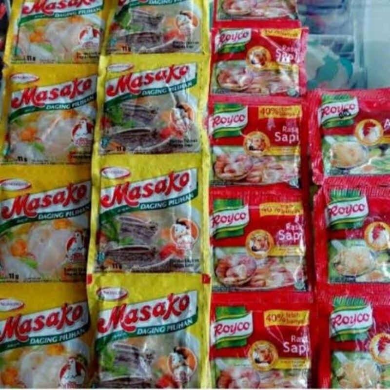 

Masako, Royko penyedap rasa kaldu bumbu rasa ayam, sapi