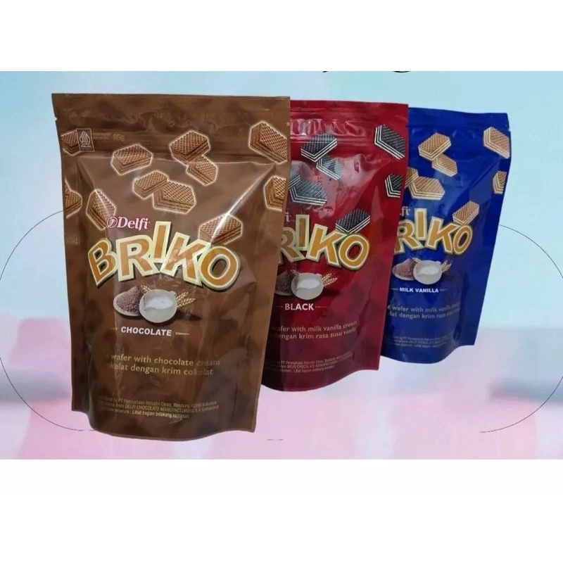 

Delfi BRIKO wafer coklat / vanila / black POUCH 95 gram