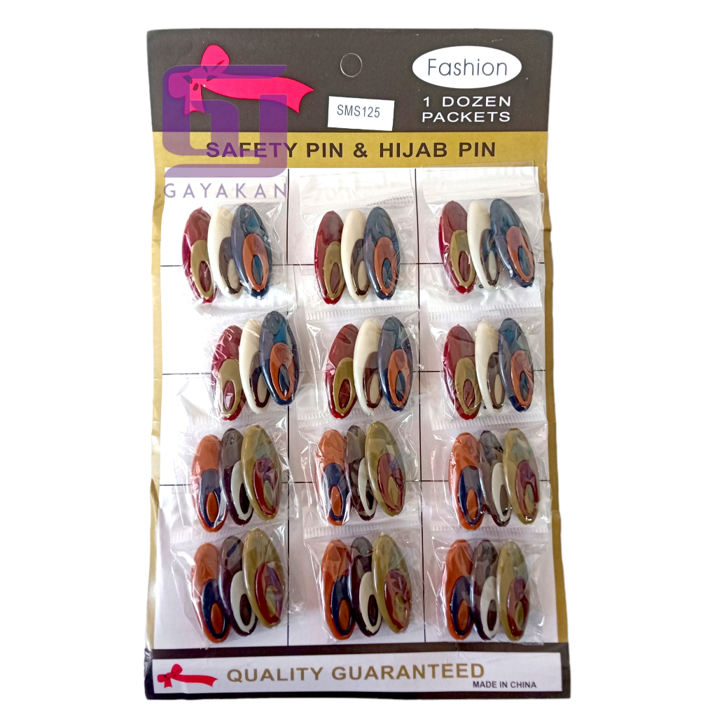 Isi 36 pcs (Rempel 3 Perbungkus) Bros Hijab Pin Kapsul Hitam Putih Multiwarna