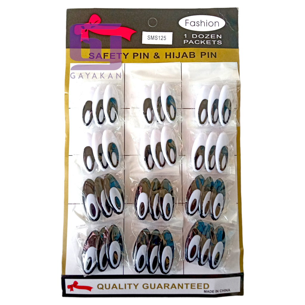 Isi 36 pcs (Rempel 3 Perbungkus) Bros Hijab Pin Kapsul Hitam Putih Multiwarna