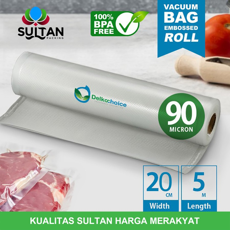 Plastik Vacuum Emboss Roll 20cm x 5Meter Vakum Embossed Delkochoice