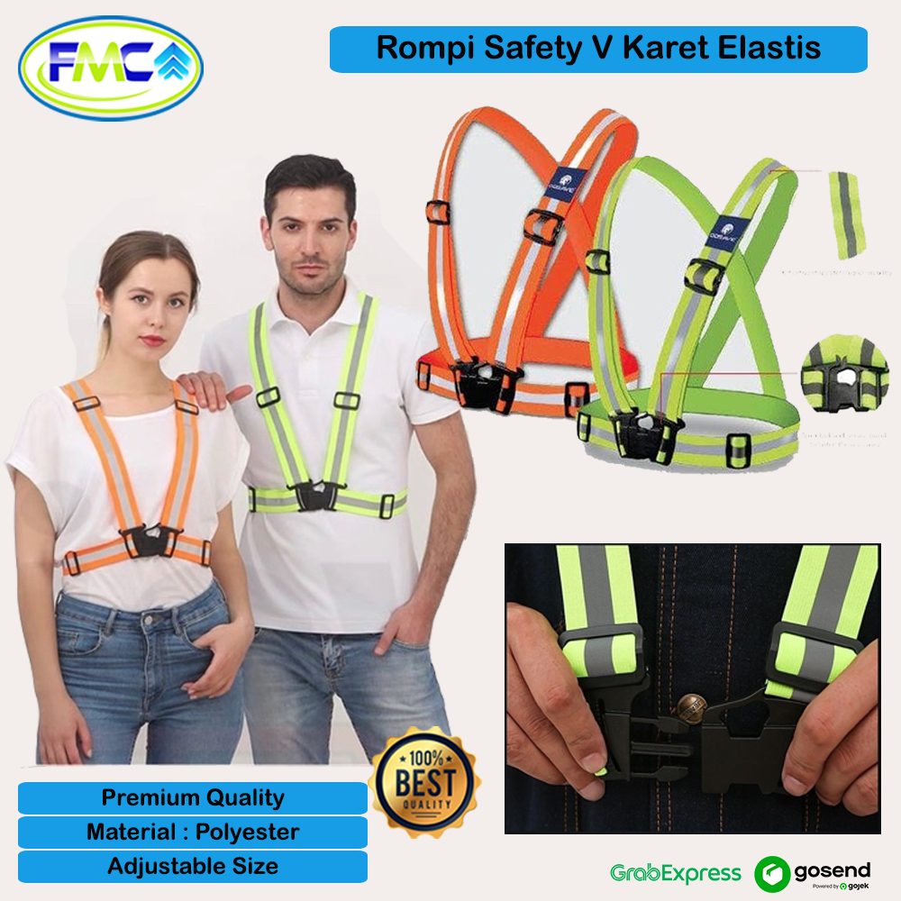 Tali Rompi Safety V Karet Elastis Rompi Proyek Olahraga Lari Vest Band Warna Rompi Pengaman