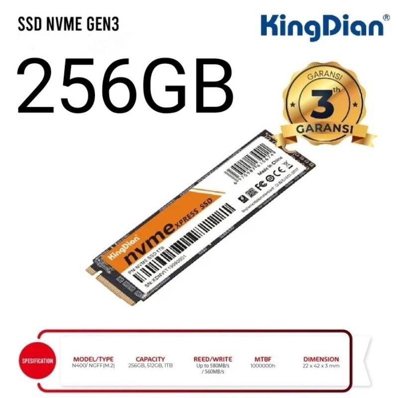 KingDian N400 M2 SSD 2280 NVME 256GB GEN 3X4