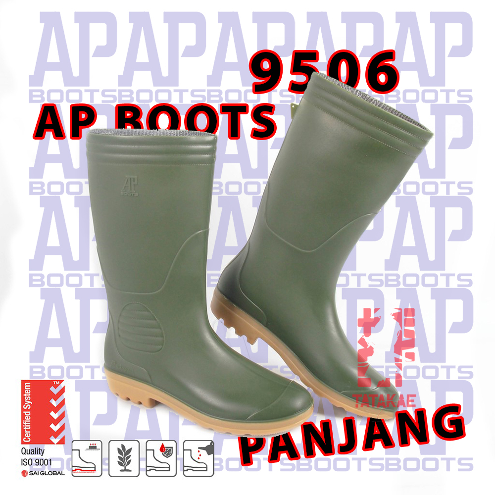 AP Boots Original AP 9506 Hijau Sepatu Karet Kebun Petani Proyek