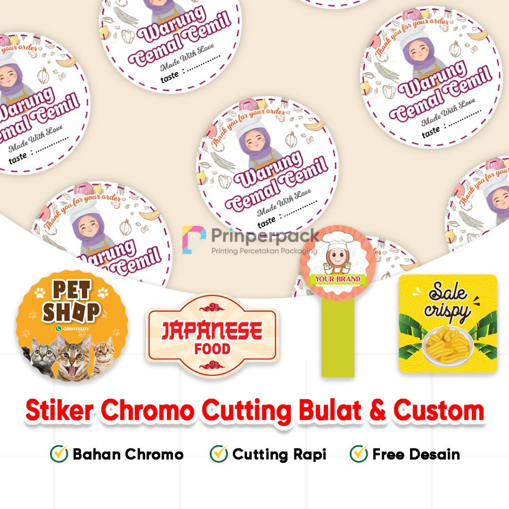 

Cetak stiker label makanan / stiker botol minuman / stiker makanan /stiker box nasi / stiker product / label box nasi