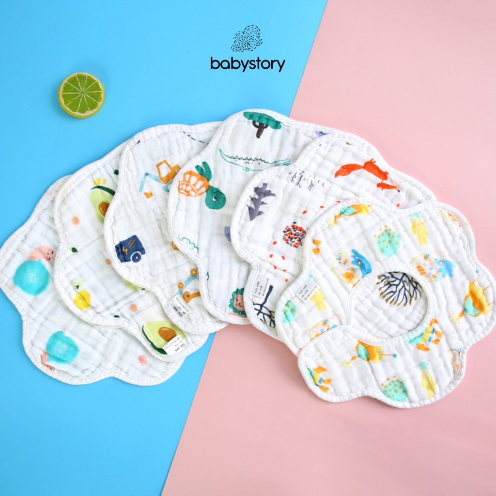 Bib Bayi Celemek Bayi Bahan Katun Halus Lembut Motif Lucu Bisa Diputar 360°