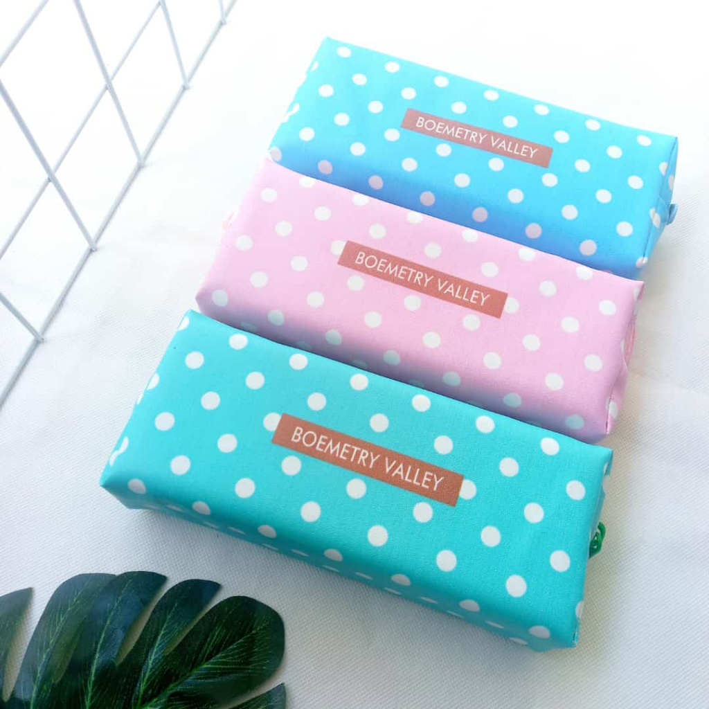 

Kotak Pensil Pouch Tempat Pensil Zipper Bag Fancy Polkadot