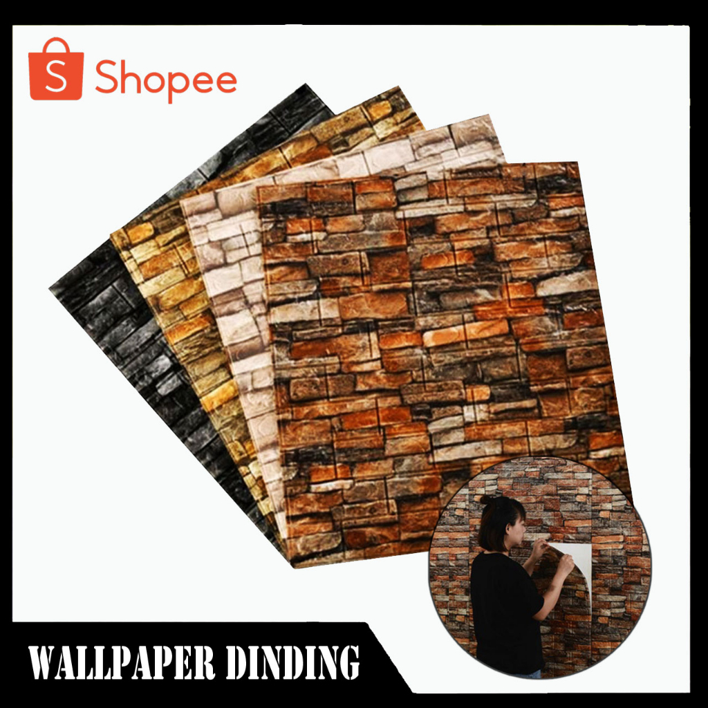 Wallpaper Dinding 3D Foam Motif Batu Alam / Wall Stiker Embossed High Quality
