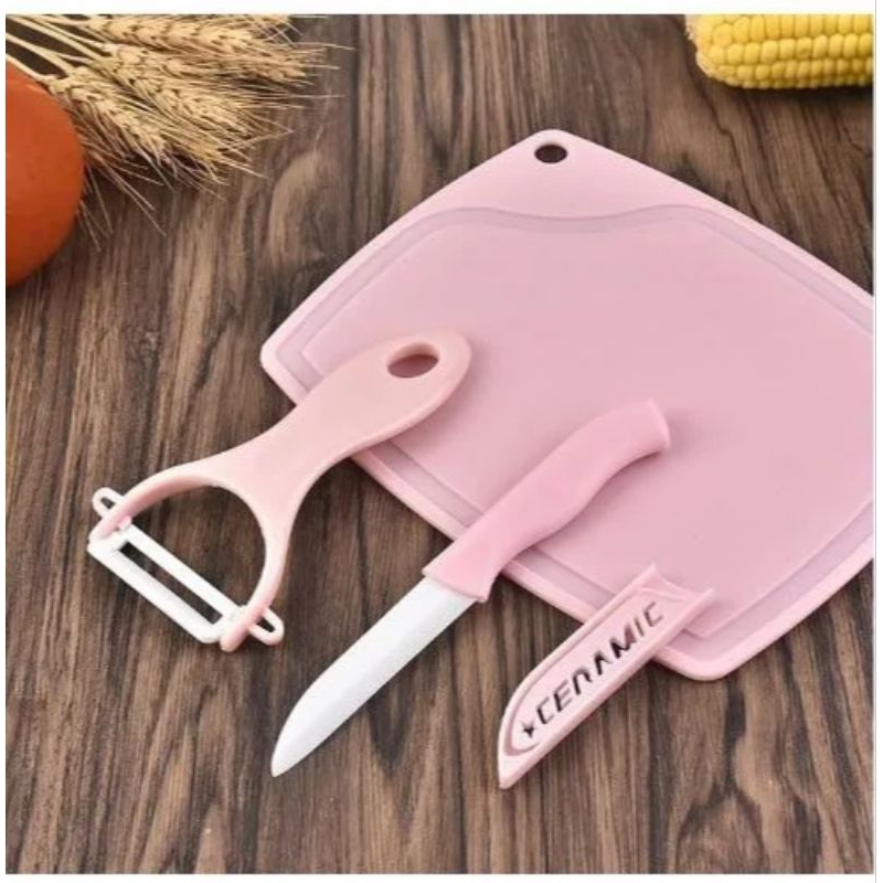 PISAU SET KERAMIK 3IN1 TALENAN PEELER BUAH ceramic fruit Knife Alat Dapur Kupas Sayur Kitchen