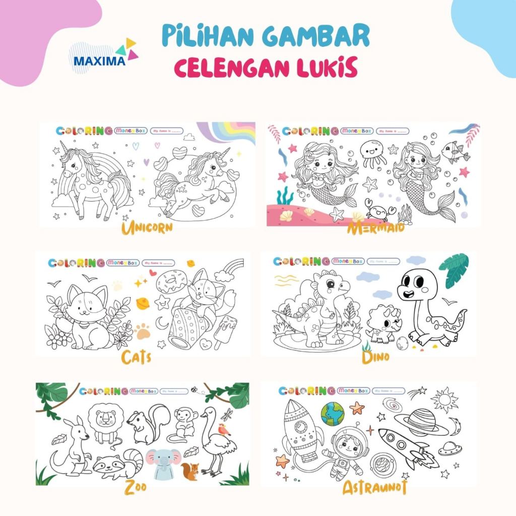 Celengan Lukis Mewarnai / Mainnan Edukasi Anak-anak / Souvenir Ulang Tahun Anak Celengan Gambar