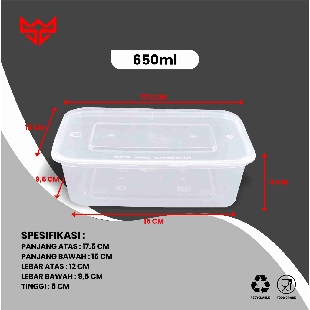 Thinwall Rectangle Kotak Makan Bahan Tebal Anti Panas
