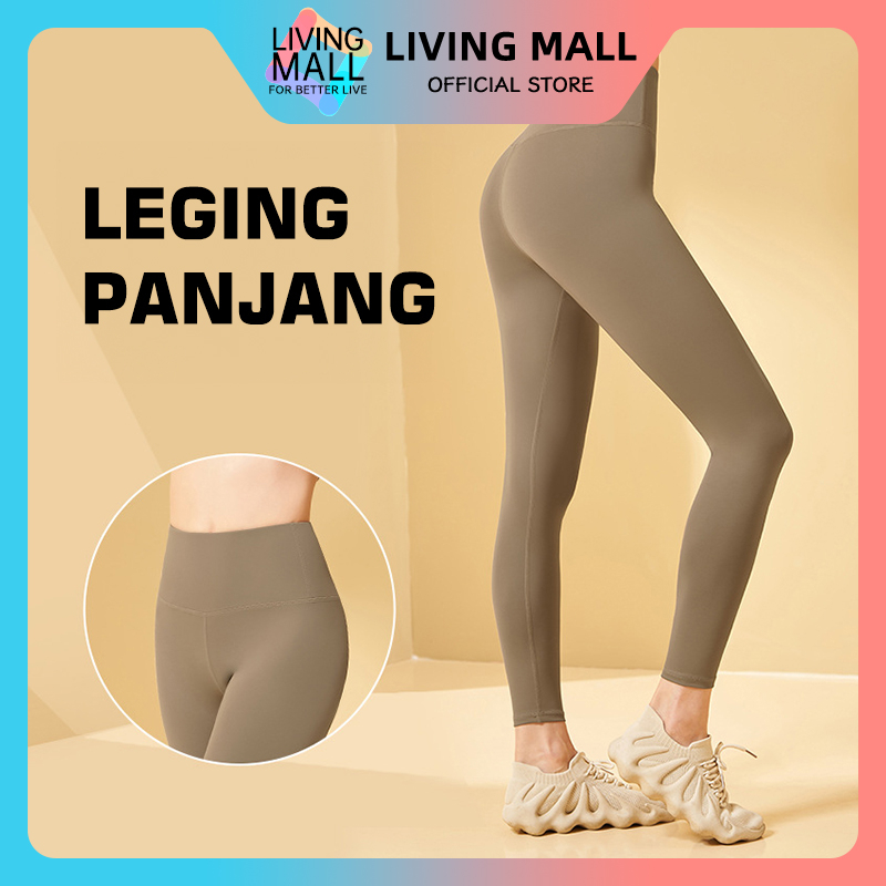 Legging Jogger Yoga Pinggang Tinggi / Celana Yoga Warna Polos Wanita dengan Lapisan Dasar Olahraga All-Size