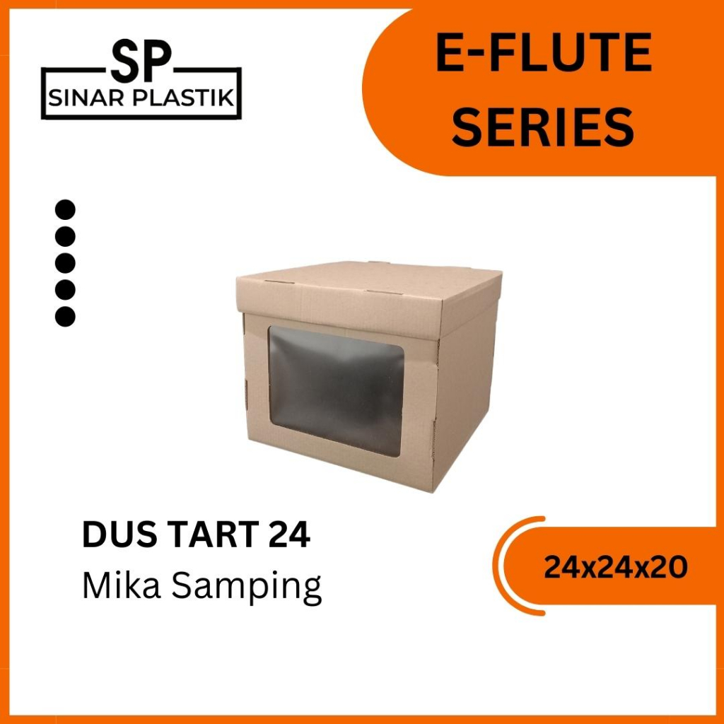Kotak E-flute Tart 24x24x20 Window / Dus Ulang Tahun / Dus Kue Tart / Dus Hampers Kue / Dus Cake LC.