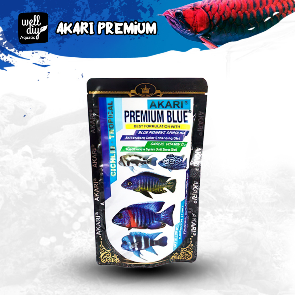 AKARI Premium Blue Red Yellow Pelet Pakan Ikan Cichlid Cupang Chana Tetra dan ikan hias lainnya - 100 gram