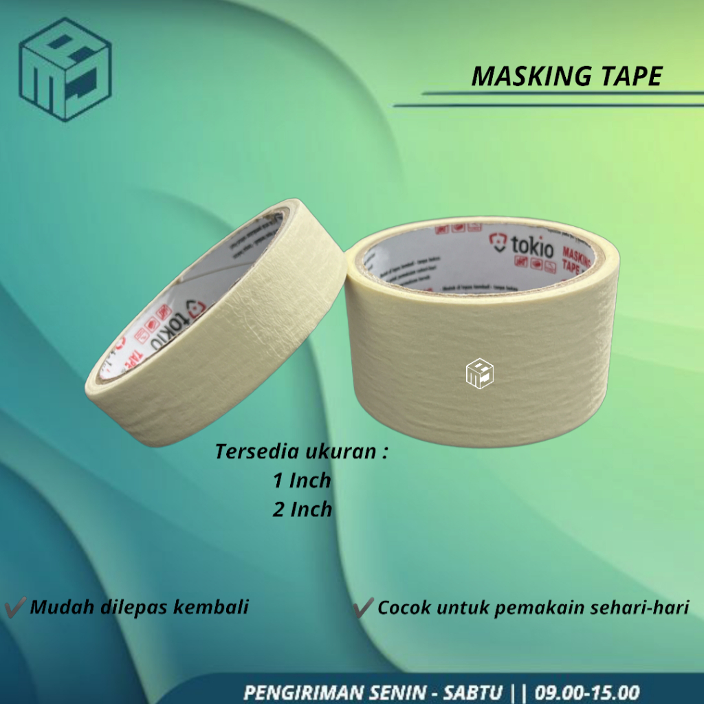 

Lakban Kertas Tape 1 Inch 2 Inch (12 Yard) Jual Per Roll Masking Tape