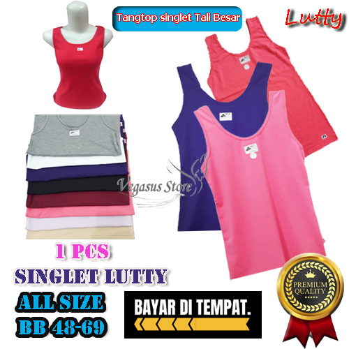 3Pcs Tank Top wanita dewasa Kaos dalam wanita murah Singlet Tali Besar Lutty All size-Vegasus Store