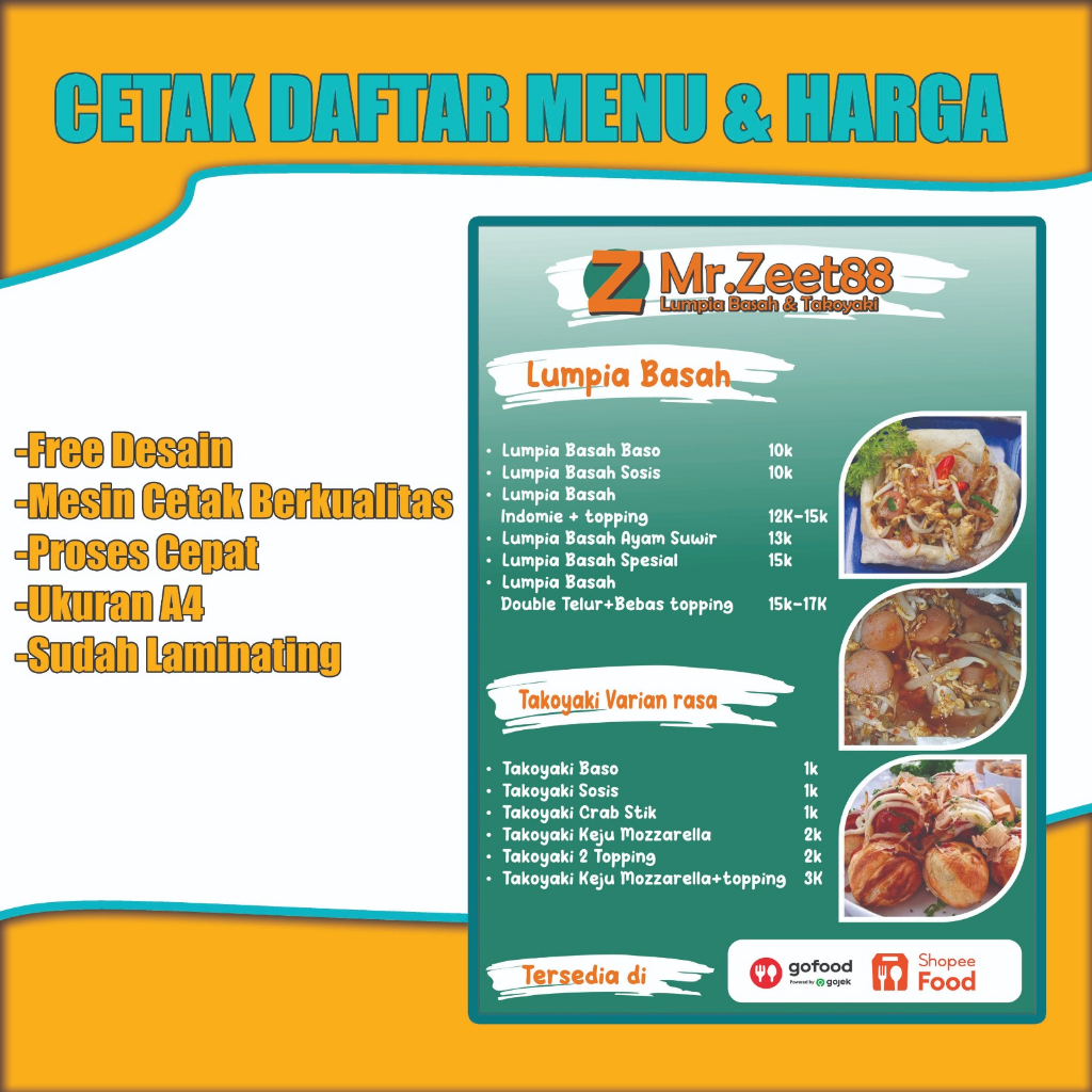 

Cetak Daftar Menu & Harga Kedai