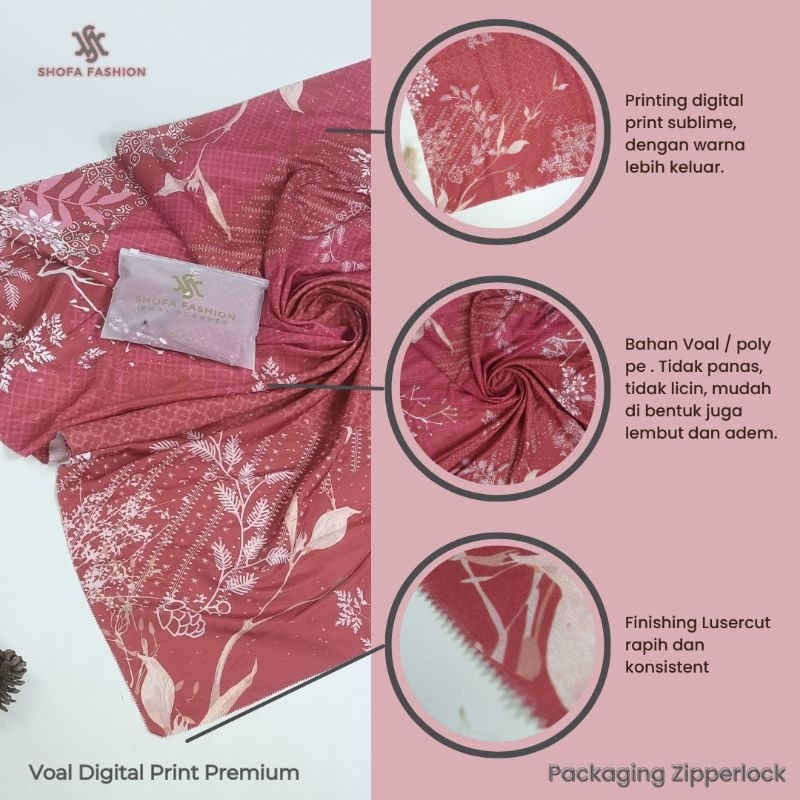 Shofa Fashion-Tamara Series Hijab Segi empat voal Motif digital printing