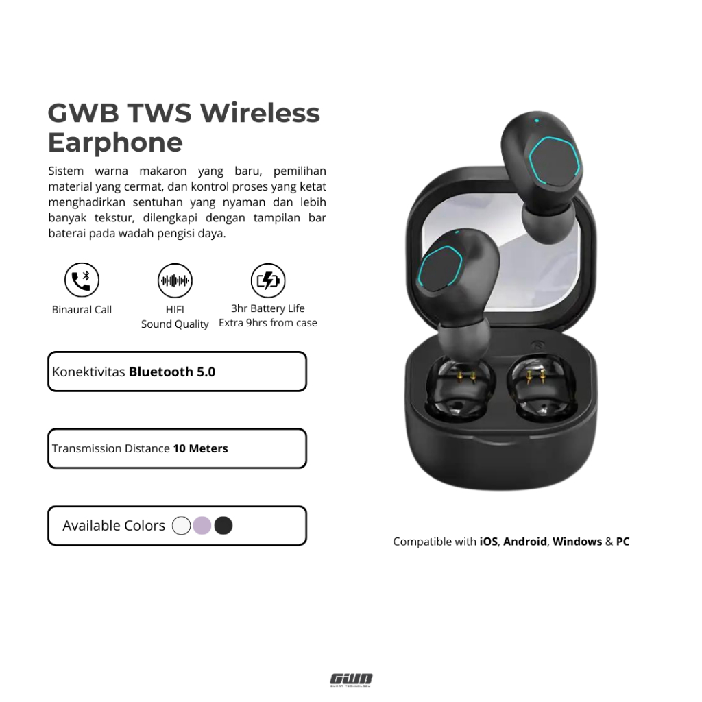 GWB TWS Wireless Earphone True Nirkabel