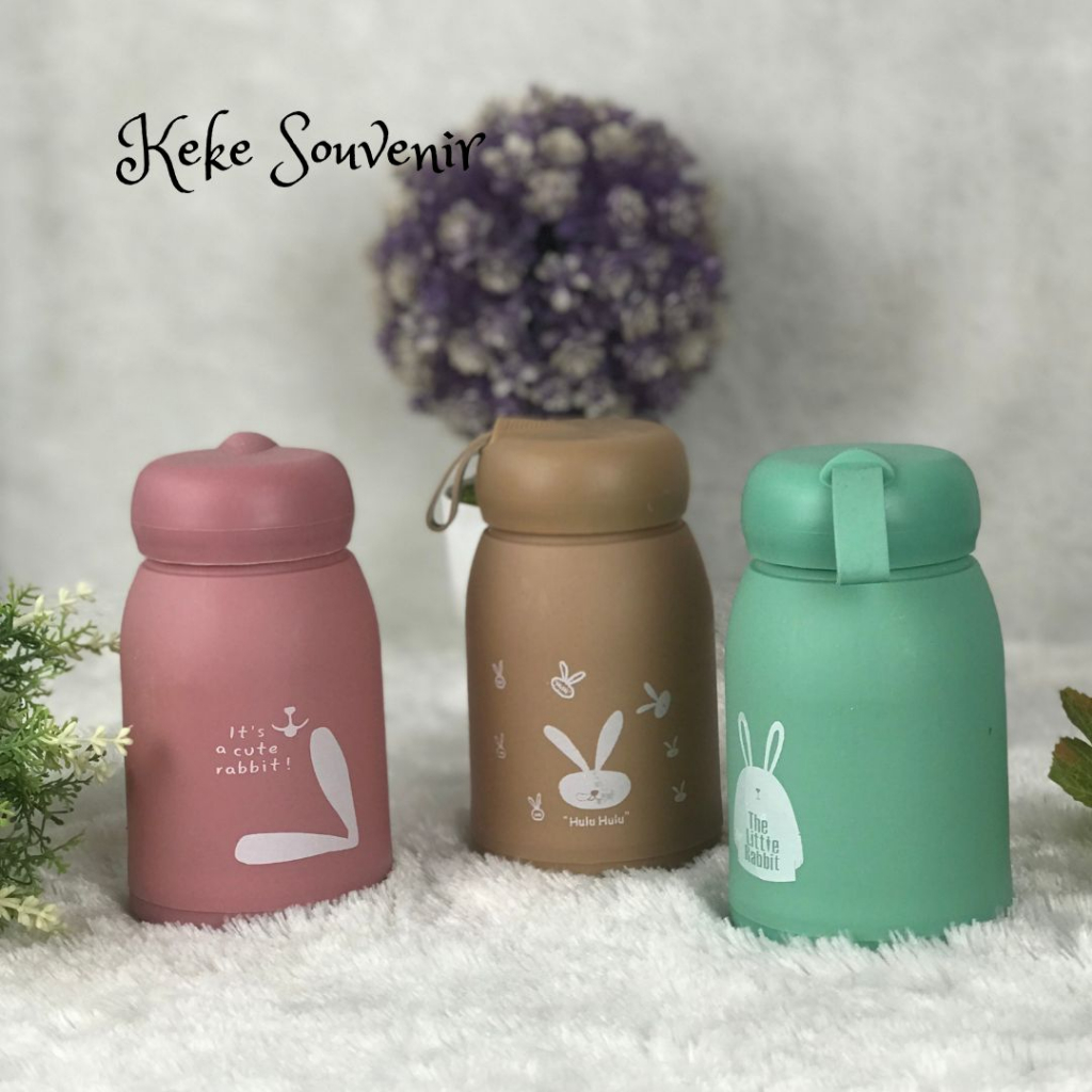 Botol Kaca Kelinci Mini 330ml Botol Anak Rabbit + Kardus | Botol Minum Anak | Botol Kaca Tumbler Minum Anak | Tumblr Lucu