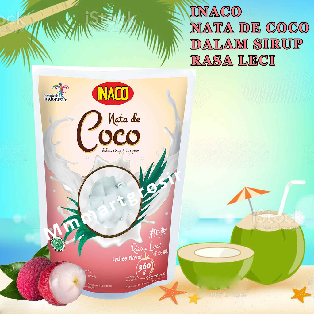 Inaco Nata De Coco / Minuman Coconut Gel / Minuman Rasa Leci Flavor / 360gr