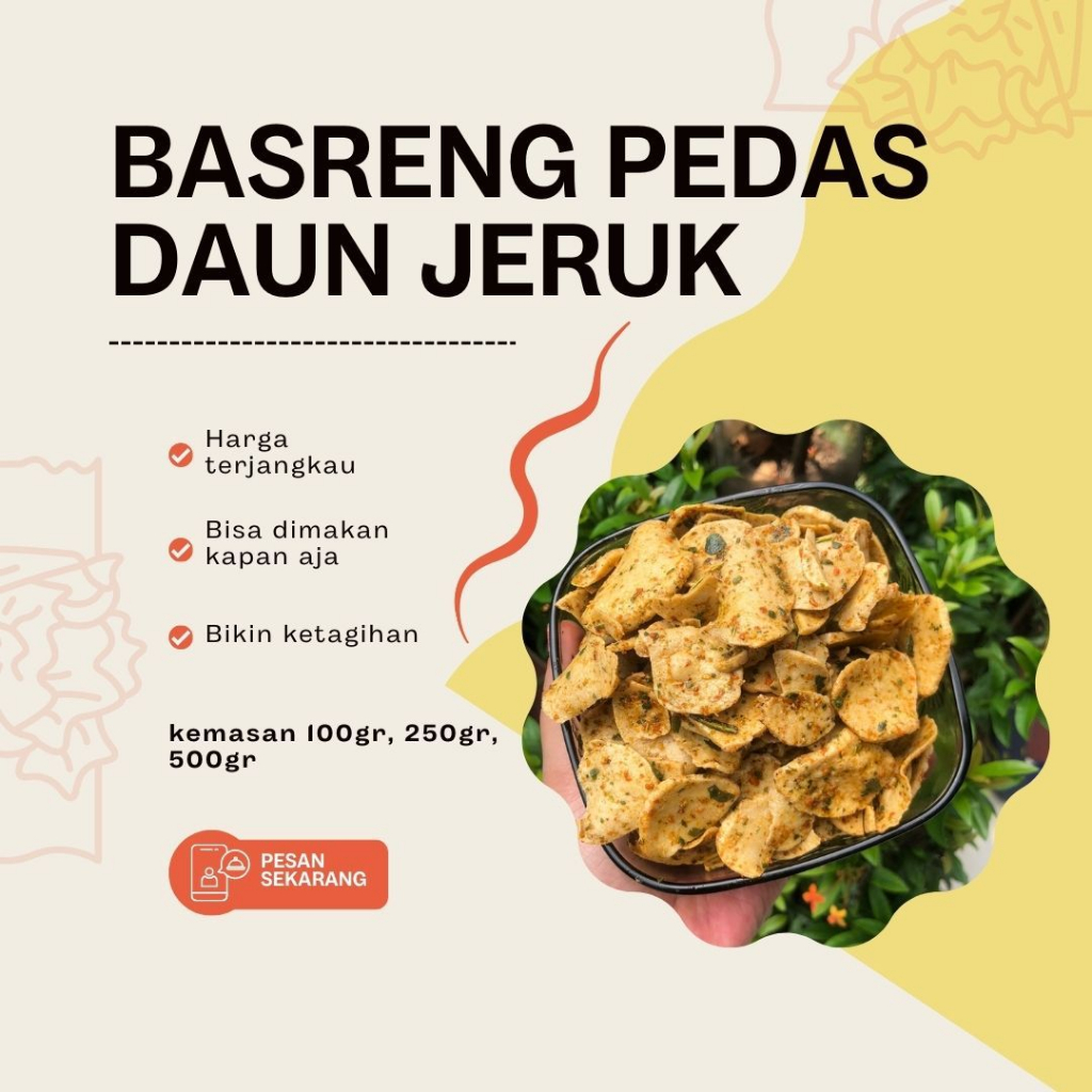 

keripik Basreng pedas daun jeruk 1KG / 1000gr