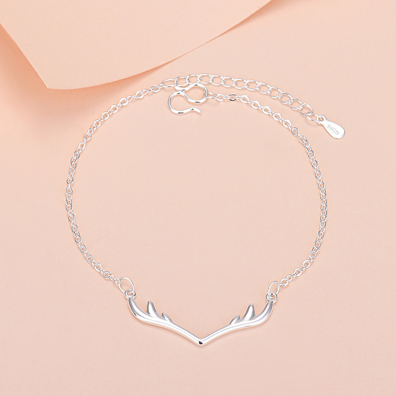 COD Gelang Titaniun Perak Berbentuk Hati Rantai Gelang Tangan Wanita Bunga Bintang Liontin Korea Fashion Gelang Wanita-0005-C